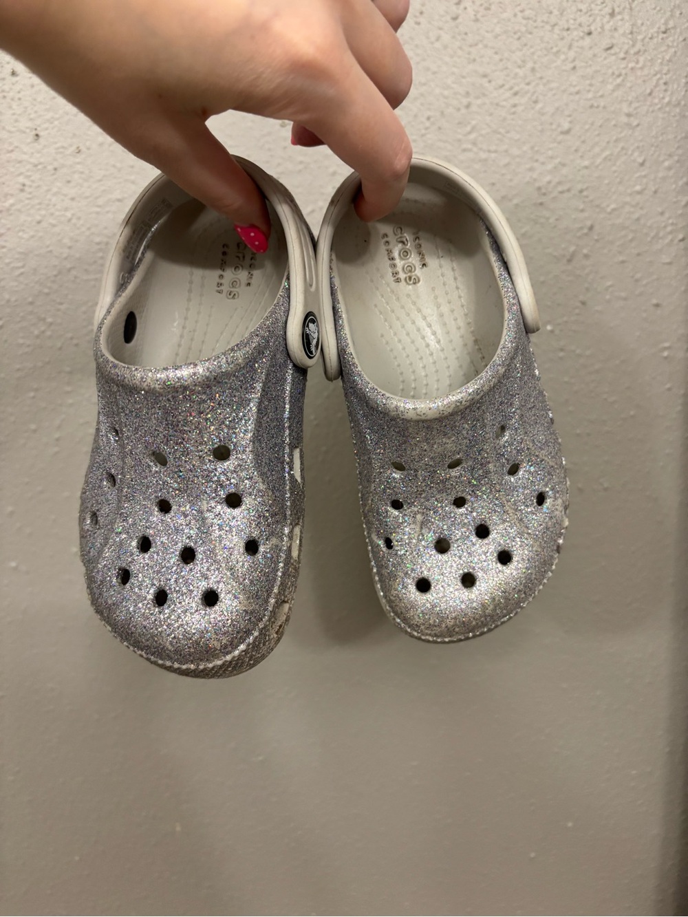Silver Glitter Crocs